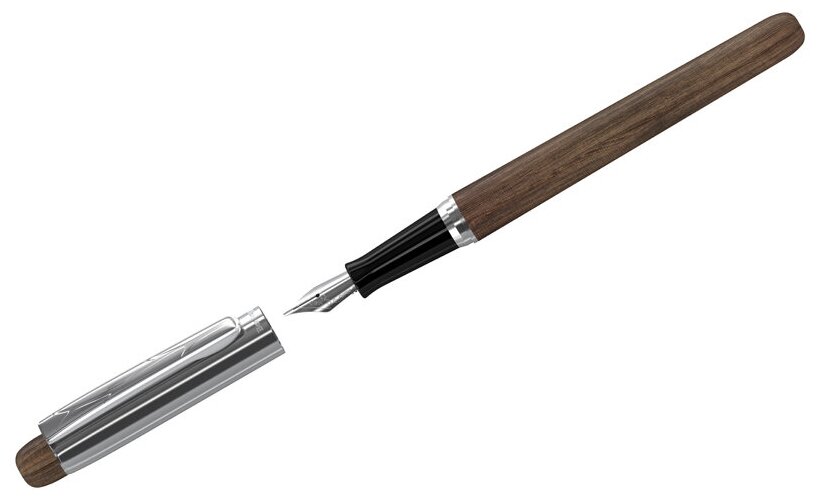 Ручка перьевая подарочная Berlingo Nature черная, 0,8мм, орех
