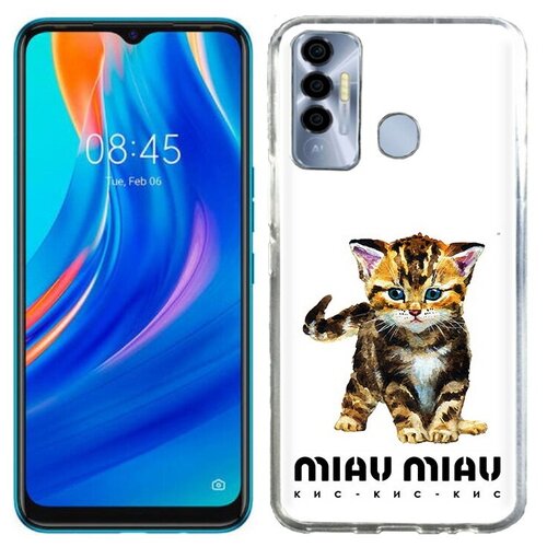 Чехол задняя-панель-накладка-бампер MyPads Бренд miau miau для Tecno Spark 7P противоударный