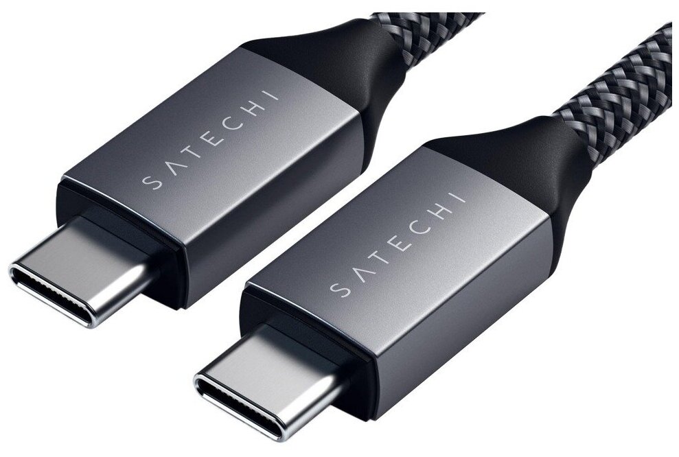 Кабель Satechi 100W USB-C to USB-C (0.25м) для зарядки и передачи данных, Серый, ST-TCC10M - фото №2