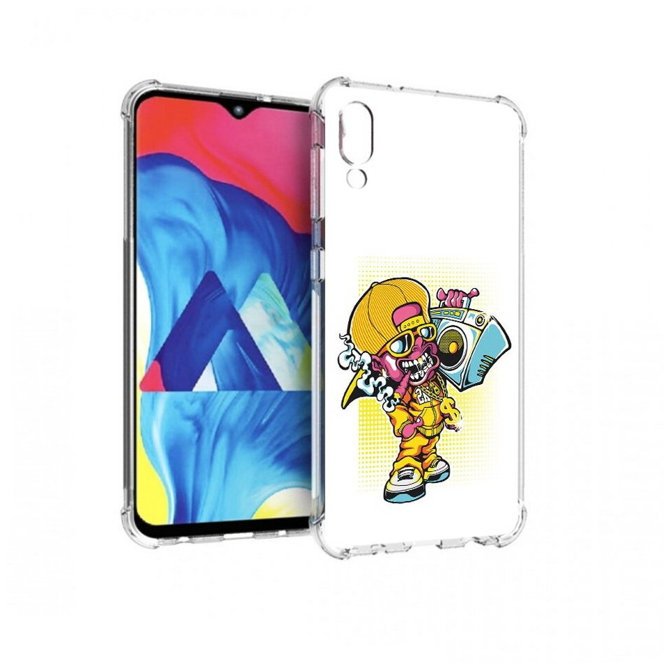Чехол задняя-панель-накладка-бампер MyPads нарисованный парень с колонкой для Samsung Galaxy M10 SM-M105F (2019) противоударный
