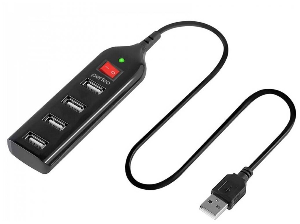 USB-концентратор Perfeo USB-HUB 4 Port (PF-HYD-6001H Black)