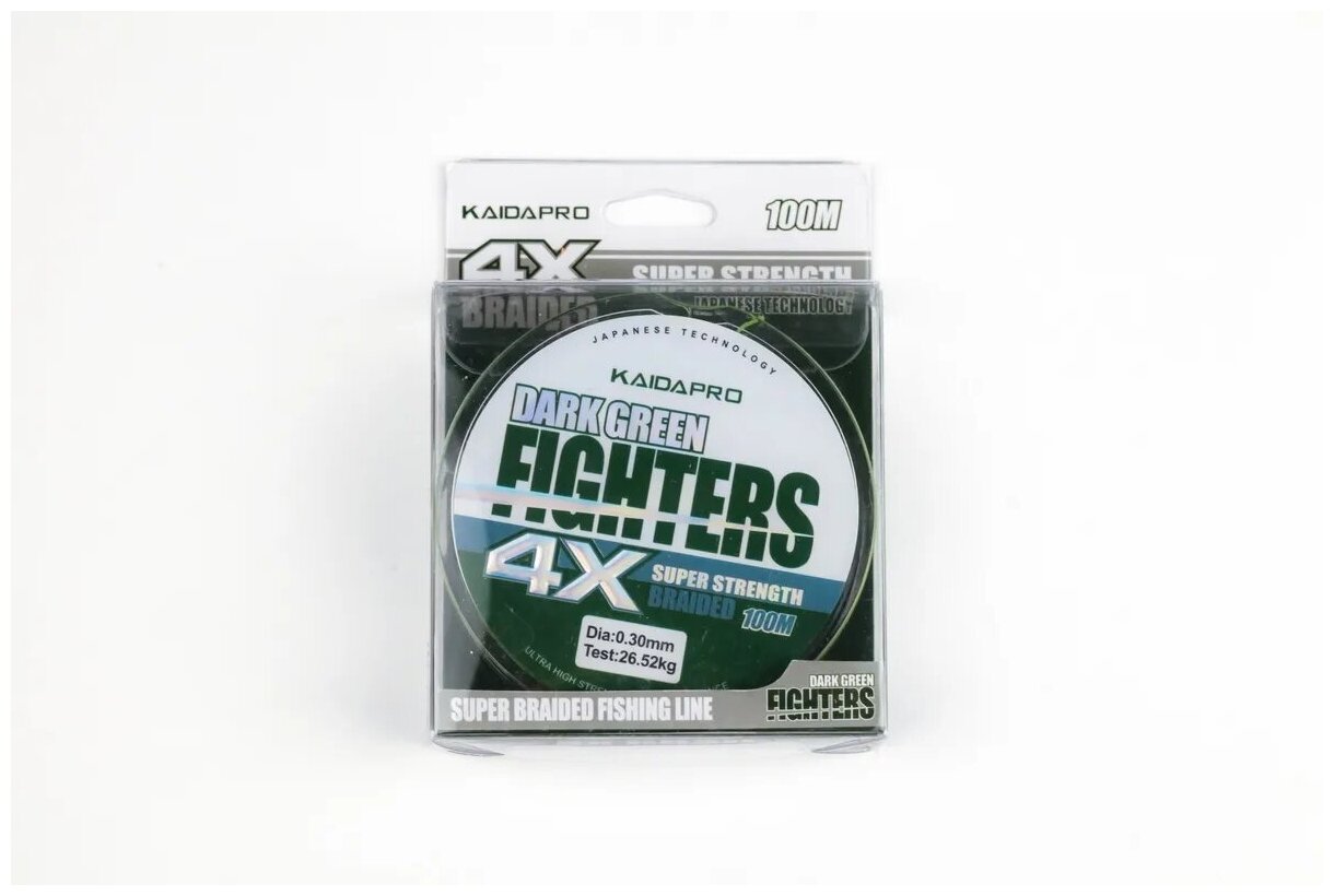 KAIDA Плетеный шнур FIGHTERS 4X dark green PX402-30 100м 0,30мм