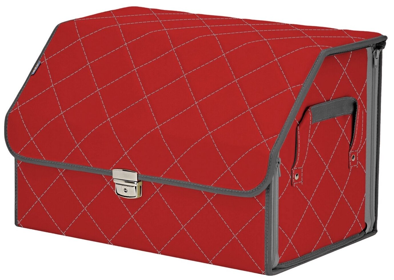 Органайзер-саквояж в багажник "Союз Премиум" (размер L). Цвет: красный с серой прострочкой Ромб.