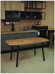 Стол кухонный раздвижной Лион, дуб вотан на чёрных опорах, 120/152x70x75 см.