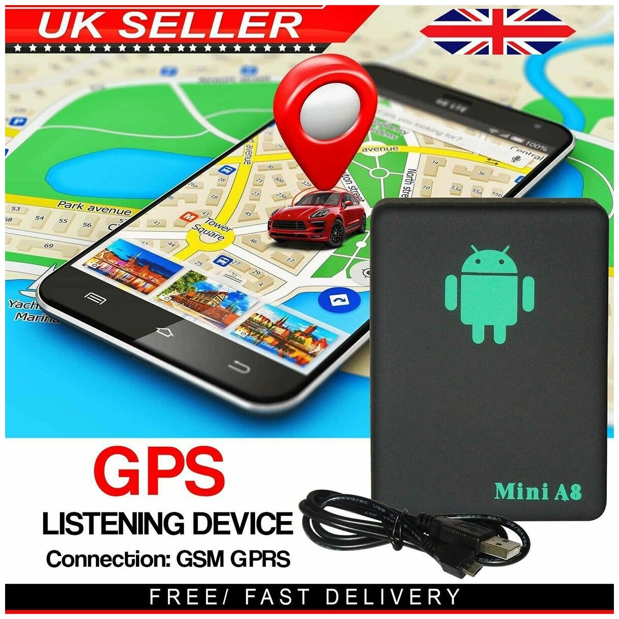 GPS/GSM трекер-маяк A8 mini / GPS маяк для определение местонахождения автомобиля/ детей/пожилых людей/ мотоцикла