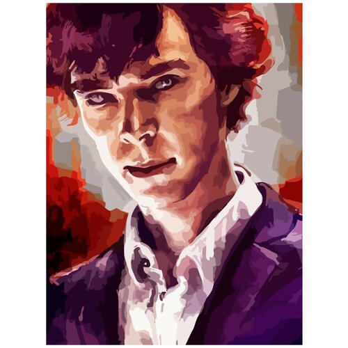 Картина по номерам на холсте Шерлок Sherlock (Бенедикт Камбербетч) - 9023 В 30x40 картина по номерам шерлок sherlock бенедикт камбербетч ватсон 9024 г 30x40