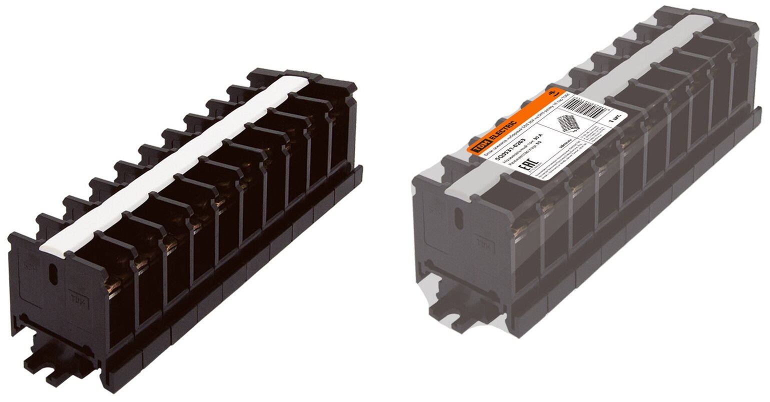 Блок зажимов наборный БЗН 30А на DIN-рейку 10 пар TDM {SQ0531-0203}