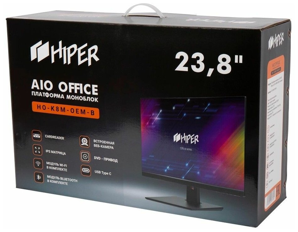Моноблок AIO HIPER Office HO-K8M-OEM-B 238 IPSno MBno CPUno RAMno HDDwODD2HDMIUSB HO-K8M-OEM-B