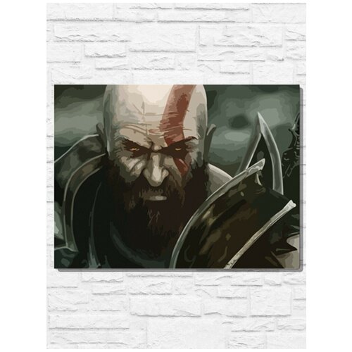 Картина по номерам на холсте Игра God of war Кратос (PS 5, PS 4, PS 3, Xbox 360, Xbox ONE, PC, ios) - 9424 Г 30x40 картина по номерам на холсте игра god of war кратос ps 5 ps 4 ps 3 xbox 360 xbox one pc ios 9425 в 30x40