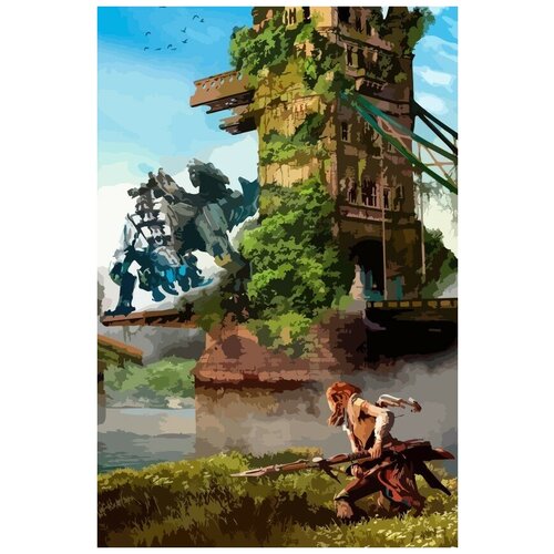 Картина по номерам на холсте игра Horizon Zero Dawn (Элой) - 8915 В 60x40 картина по номерам на холсте игра horizon zero dawn 8917 в 60x40