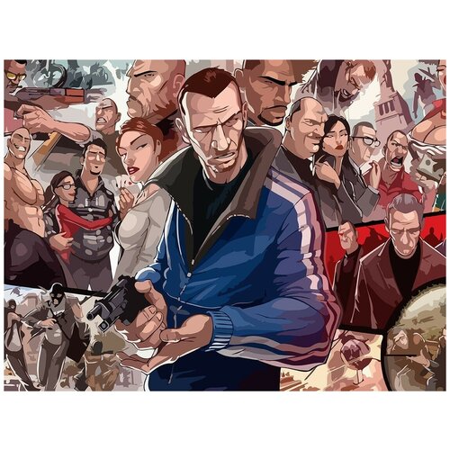 Картина по номерам на холсте игра GTA IV (Нико Беллик) - 8593 Г 30x40