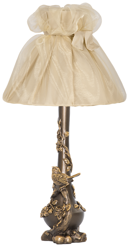 Настольная лампа Bogacho Терра бронзовая с бежевым абажуром Мадлен