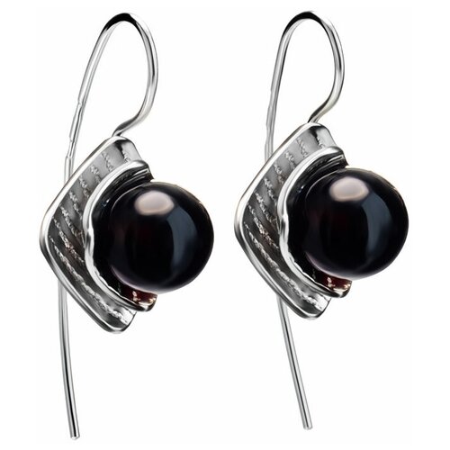 фото Amberholl оригинальные серебряные серьги-крючки с натуральным вишнёвым янтарём «голливуд»