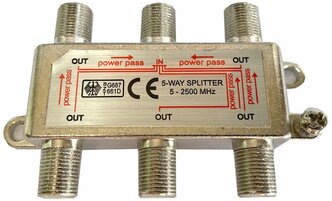 Антенный делитель телевизионного сигнала Сплиттер TV на 5 направлений разветвитель под F разъемы 5-2500 MHz Ripo 005-400133
