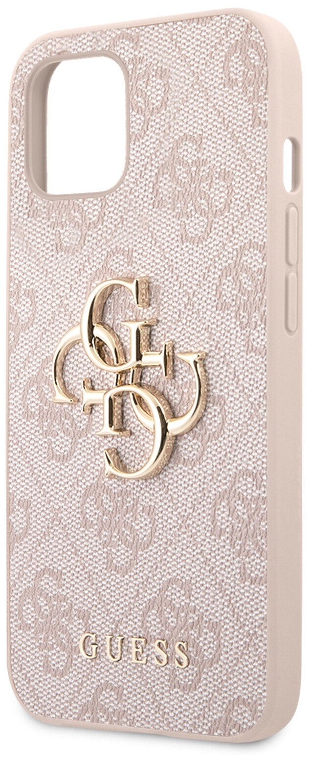 Guess для iPhone 13 чехол PU 4G Big metal logo Hard Pink