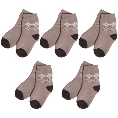 Комплект из 5 пар детских махровых носков RuSocks (Орудьевский трикотаж) бежевые, размер 14-16