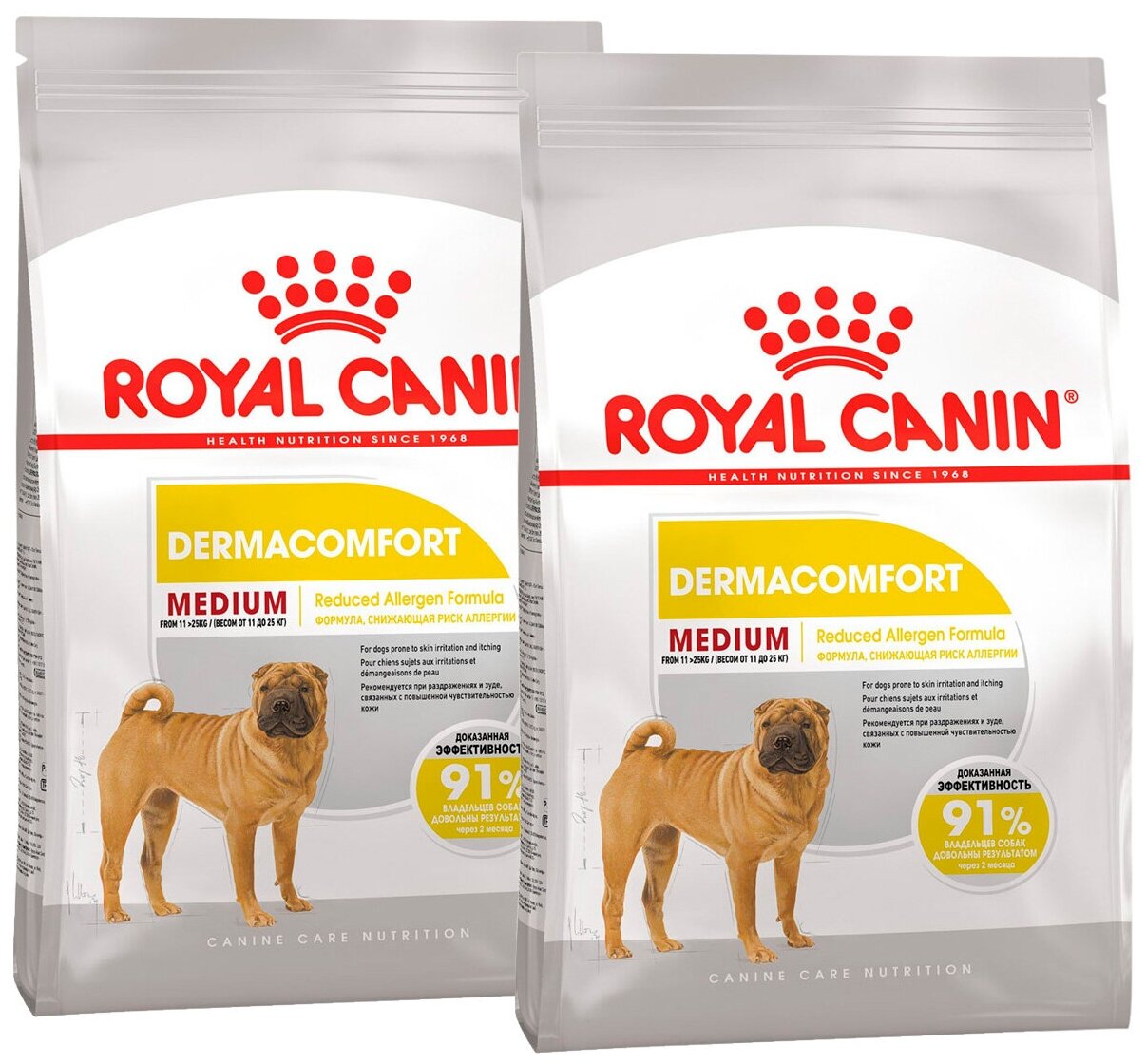 ROYAL CANIN MEDIUM DERMACOMFORT для взрослых собак средних пород при аллергии (3 + 3 кг)