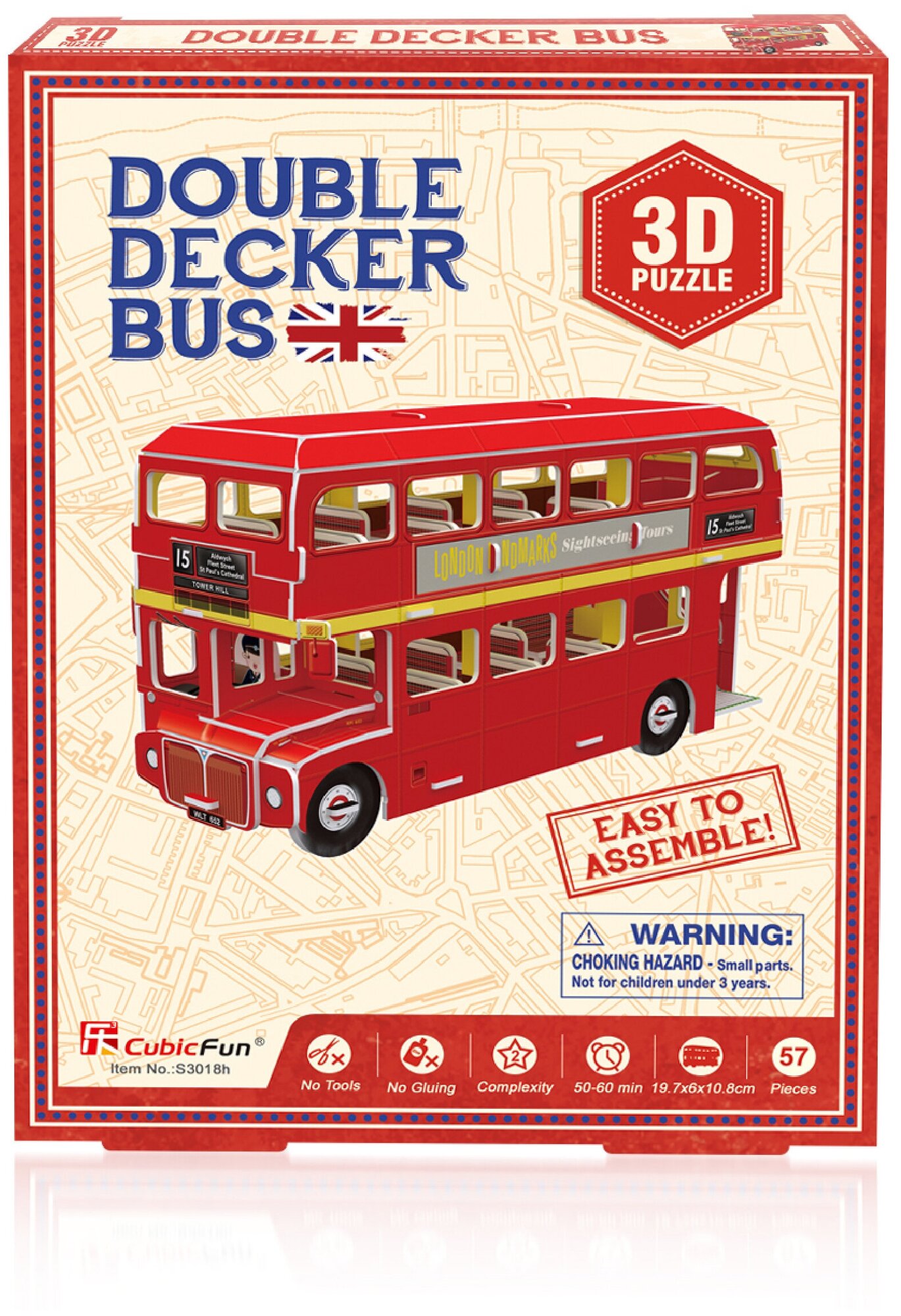 3D Пазл CubicFun Автобус Double-decker, 66 элементов - фото №6