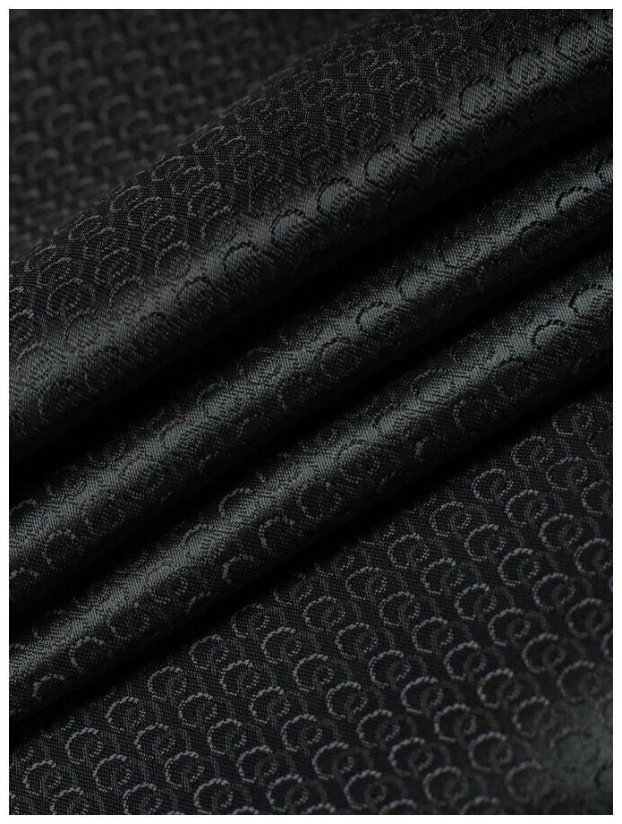 Ткань подкладочная черная, жаккард, для шитья MDC FABRICS S104/bk, полиэстер, вискоза, для верхней одежды. Отрез 1 метр