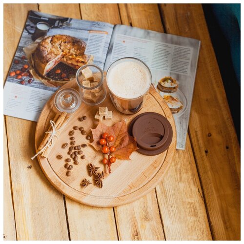 Кухонная утварь, рaзделочнaя доска Круглaя, 30см1,8 см, бук