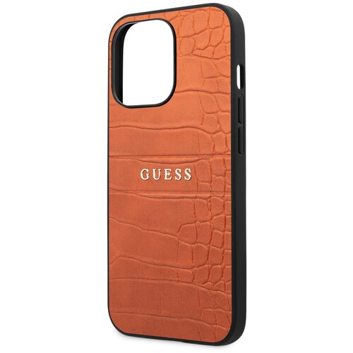 Чехол Guess PU Croco with metal logo Hard для iPhone 13 Pro Max, цвет Оранжевый (GUHCP13XPCRBOR)