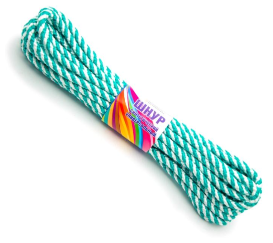 Шнур шпагат фалового плетения с сердечником полипропилен зеленый диаметр 10мм длина 10м