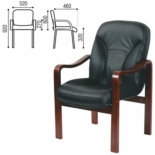 Кресло для приемных и переговорных СН-658/CH-422, кожа, черное, 6025104