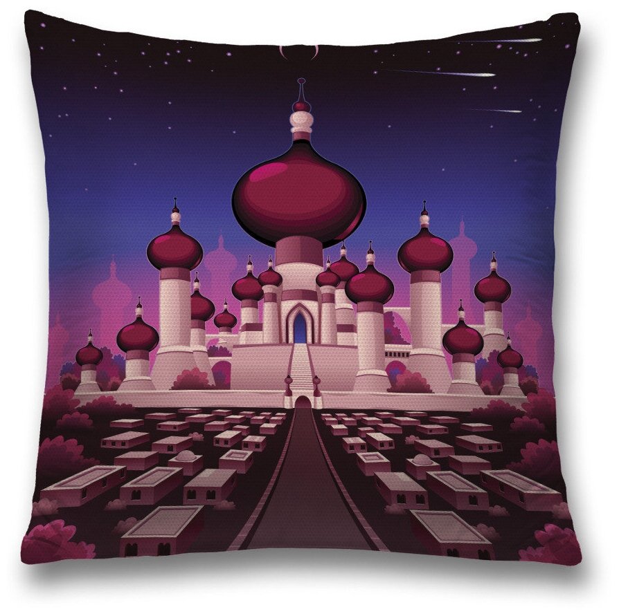 Наволочка декоративная на молнии, чехол на подушку JoyArty "Замок Аладдина город Аграба" 45х45 см