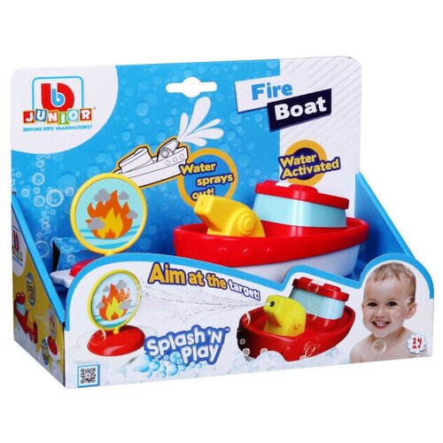 Игрушка для купания Bburago Junior Splash 'N Play Fire Boat Арт.16-89015 игровой набор для малышей volvo stacking crane bburago junior арт 16 88605