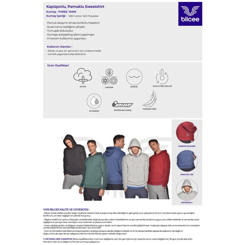 фото Толстовка bilcee erkek kapüşonlu sweatshırt gw-8755 мужчины tb20ml11w8755-1-1169 s