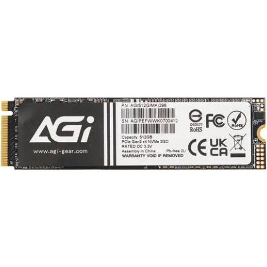Накопитель SSD Agi AI298 PCIe NVMe 3.0 x4 M.2 2280 512GB
