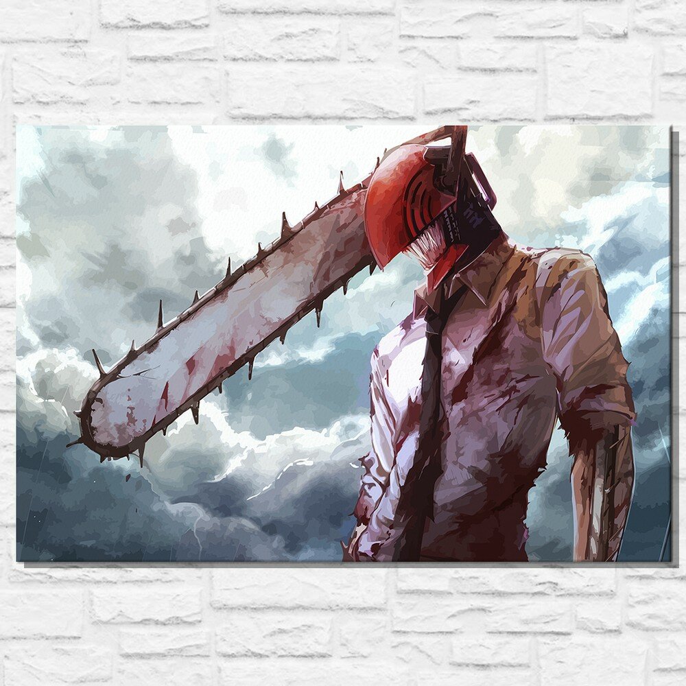Картина по номерам на холсте аниме человек Бензопила (Chainsaw man, манга) - 15110 Г 60x40