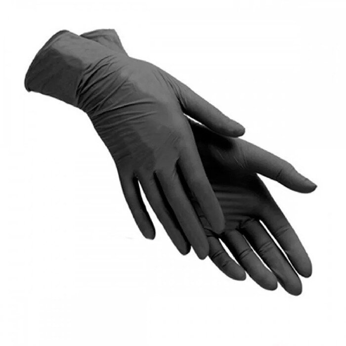 Винил - нитриловые одноразовые перчатки, нестерильные, неопудренные. Черные. Размер М - 100 шт