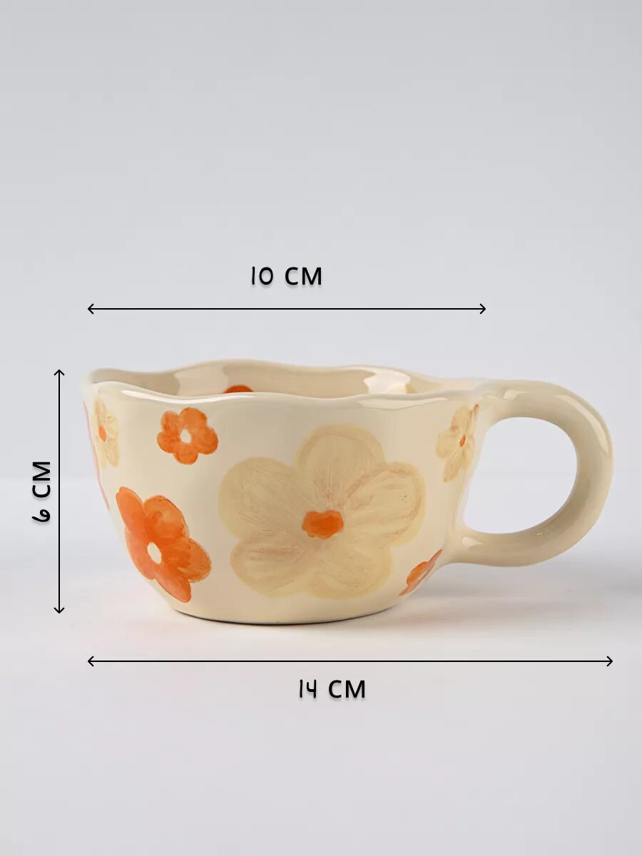 Кружка DB HOMME "Цветы", керамическая, для чая и кофе, с цветочным дизайном, ручная работа — фото 1