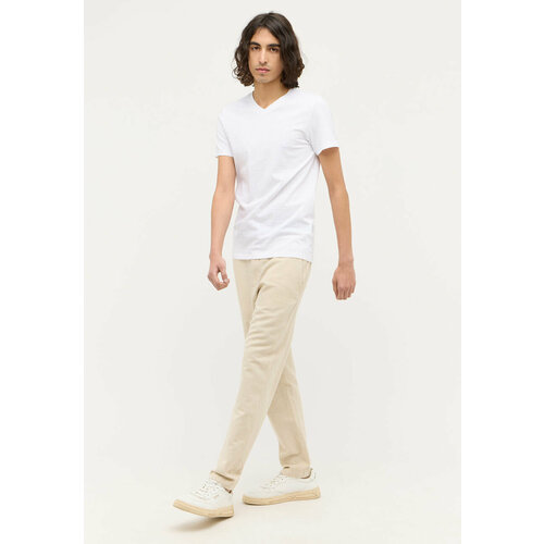 фото Брюки джоггеры mustang milano linen jogger, размер 36/32, бежевый