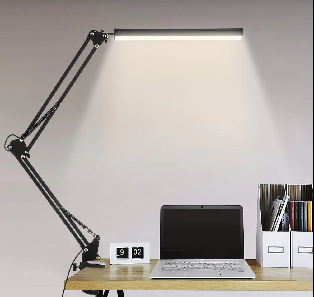Лампа LED Light, настольная, хай-тек, складная, на струбцине, 80 светодиодов, чёрная, 2700K до 6400K, 10 уровней яркости
