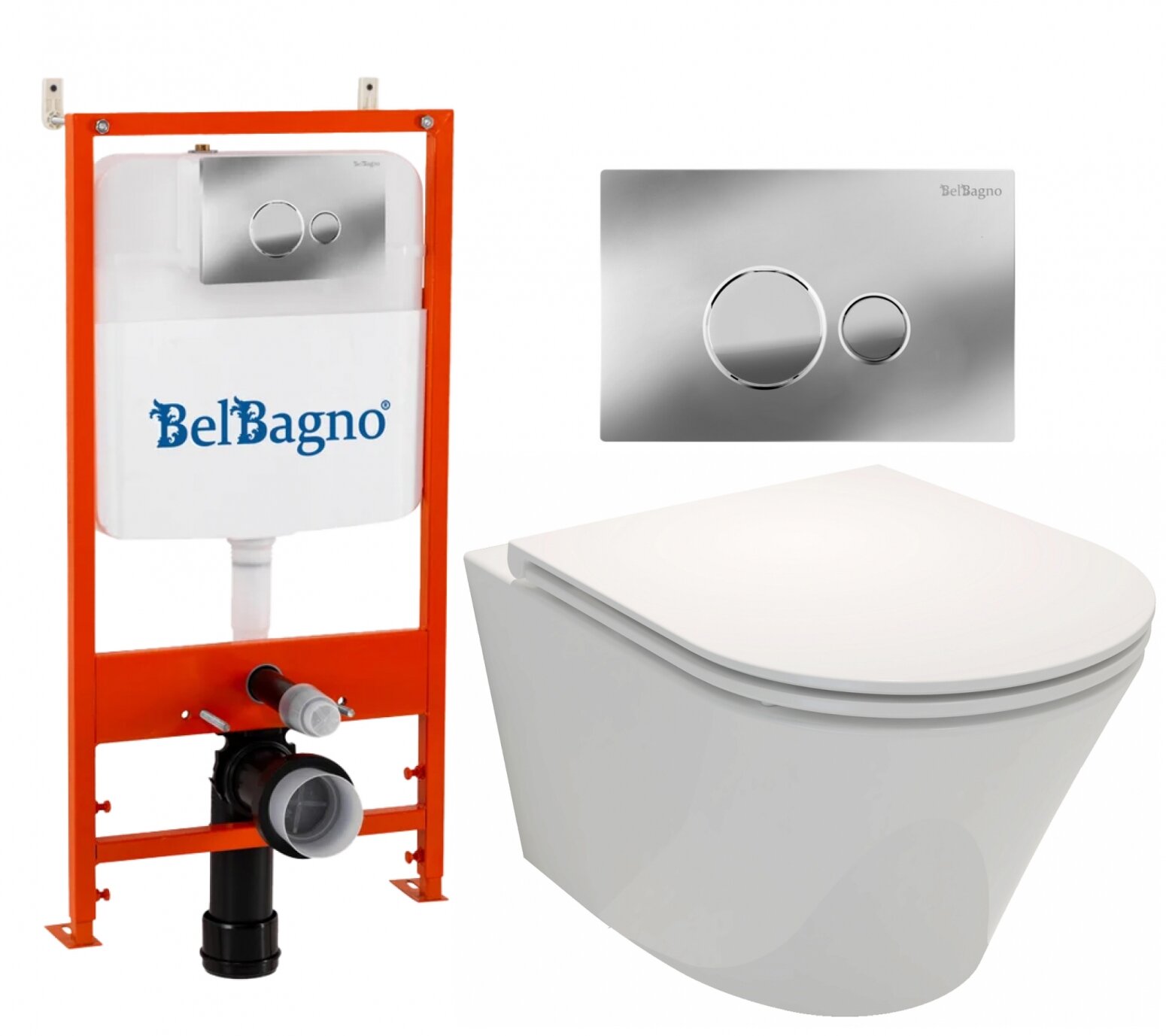 Комплект 3 в 1 инсталляция BelBagno BB026/BB081CR + Унитаз подвесной Jacob Delafon Rodin+ EDY102-00 + кнопка хром глянцевая