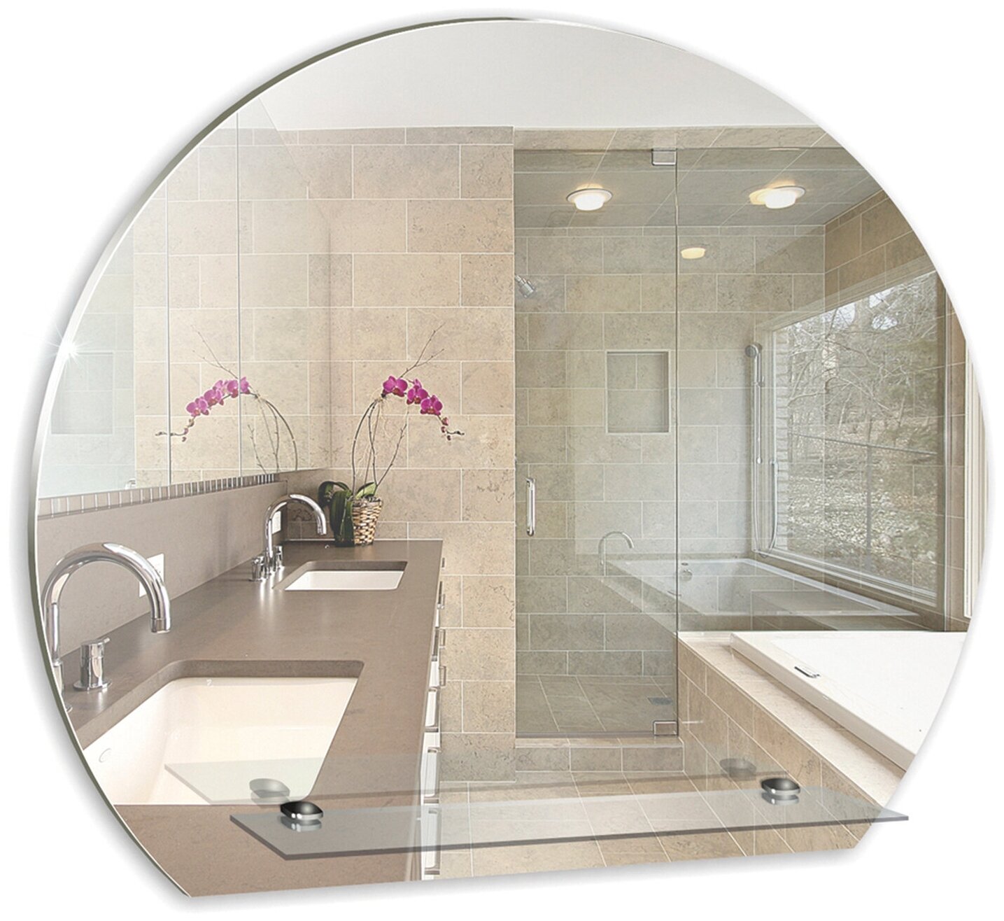 фото Зеркало со стеклянной полкой, Victoria Glass, полукруг, 570*480 мм.