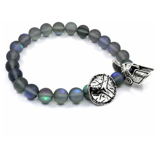 фото Handinsilver ( посеребриручку ) браслет из матового голубого лабрадорита 10мм со щитом и шлемом