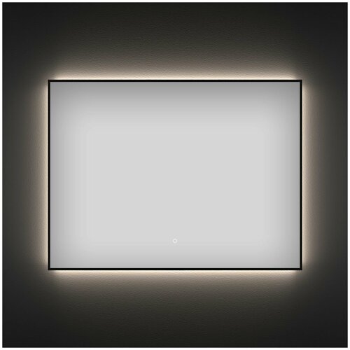 Влагостойкое зеркало с подсветкой для ванной комнаты Wellsee 7 Rays' Spectrum 172201070, размер 100 х 80 см, с черным матовым контуром