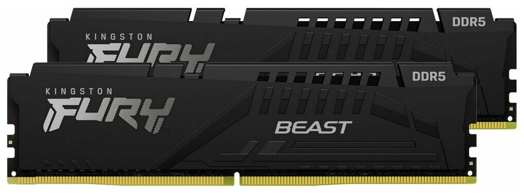 Модуль памяти DDR 5 DIMM 32Gb PC41600, 5200Mhz, Kingston FURY Beast Black CL40 (Kit of 2) (KF552C40BBK2-32) (retail)