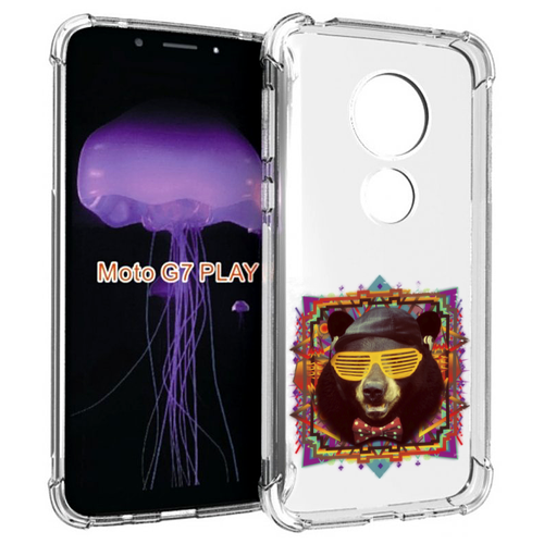 Чехол MyPads Медведь в очках для Motorola Moto G7 Play задняя-панель-накладка-бампер чехол mypads лев в очках для motorola moto g7 play задняя панель накладка бампер