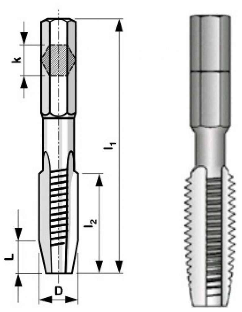 Метчик Bucovice М 8 с хвостовиком HEX 1/4''