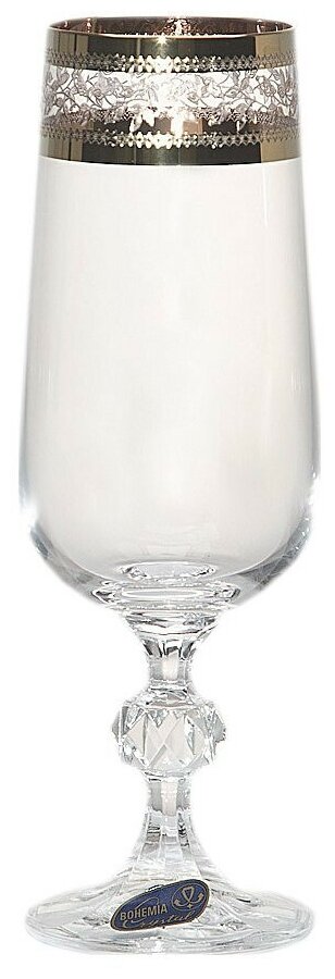 фото Бокалы для шампанского 180 мл 6 шт Crystalex CZ s.r.o. "Клаудия /Золотые листики" / 132913