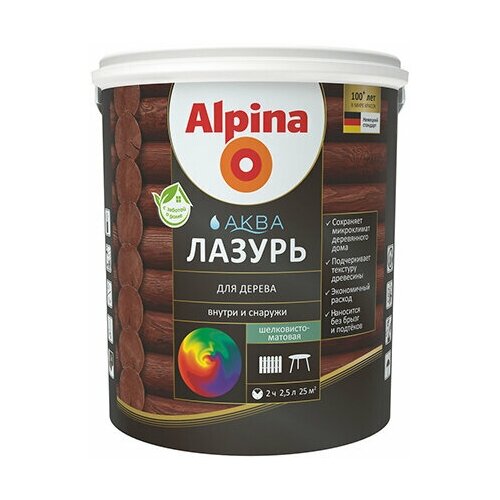 ALPINA Аква Лазурь для дерева, сосна (0,9л) огнезащитная пропитка alpina аква лазурь для дерева 0 9 л сосна