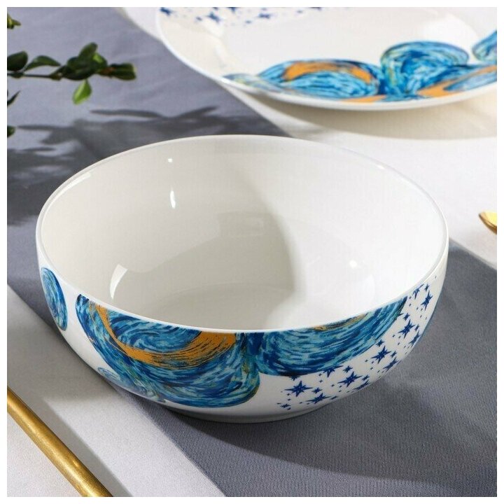 фото Салатник фарфоровый Доляна "Звёздная ночь", 650 мл