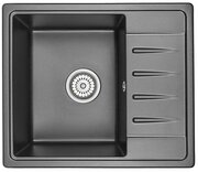 Кухонная мойка кварцевая Granula Standart ST-5803 прямоугольная с крылом, стандарт, чаша 340x430, цвет черный (5803bl)
