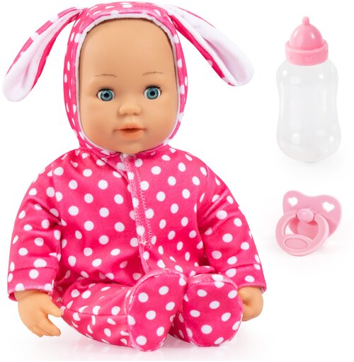 Интерактивная кукла Bayer Анна 38 см (в ярко-розовом комбинезоне в горошек) 93822AB