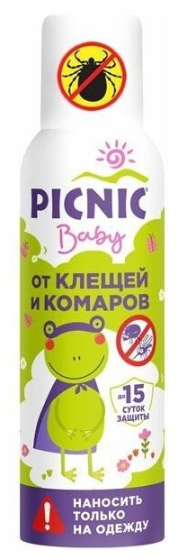 Аэрозоль средство акарицидно-репеллентное от клещей и комаров Baby Picnic/Пикник 125мл фото