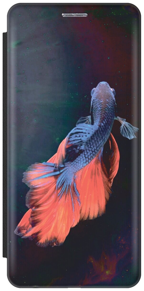 Чехол-книжка Красно-синяя рыба на Xiaomi Poco F3 / Сяоми Поко Ф3 черный